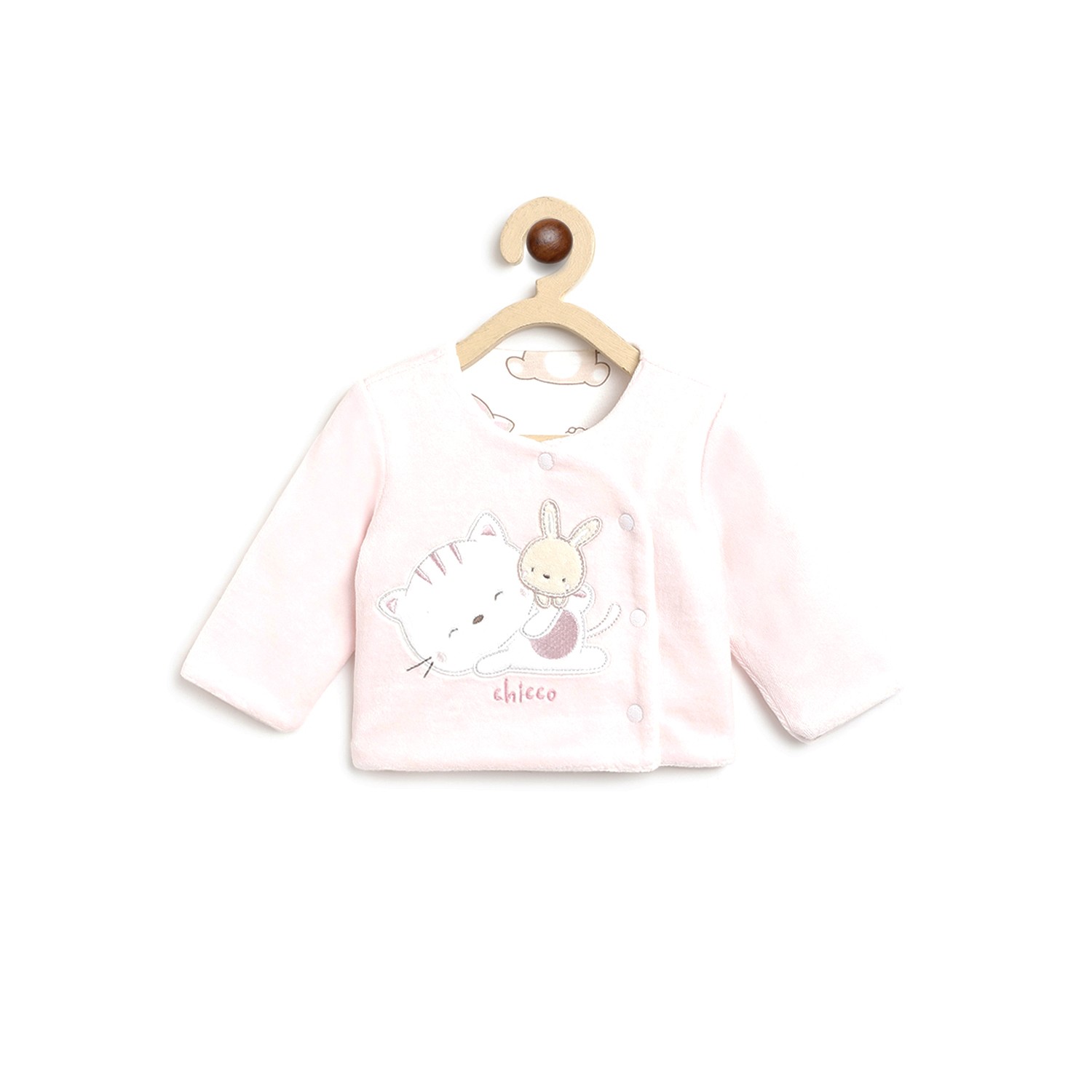 Girls Light Pink Velour Reversible Cardigan-Pink